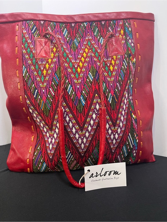 Arloom Handbags - Arloom Handcrafted Red Woven Tote Bag with Leather Trim NWT